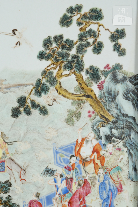 清嘉庆 粉彩八仙祝寿挂屏 - 图3